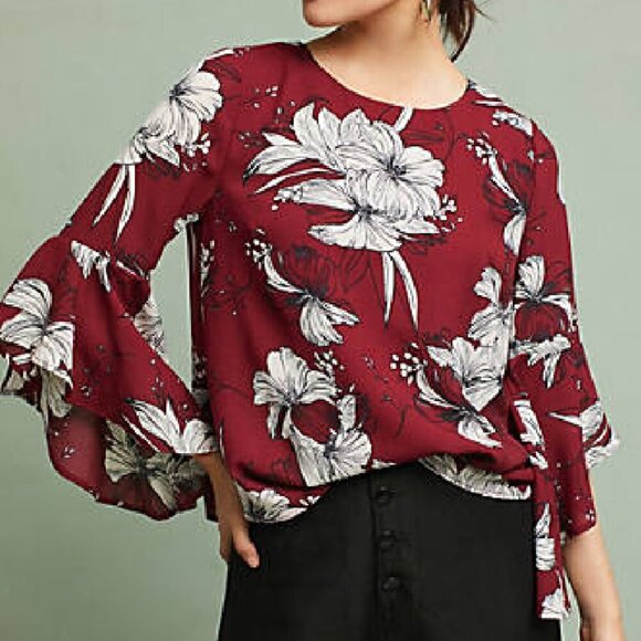 NWT Anthropologie Riana Ruffled Top by ISLA MAUDE - Picture 2 of 6